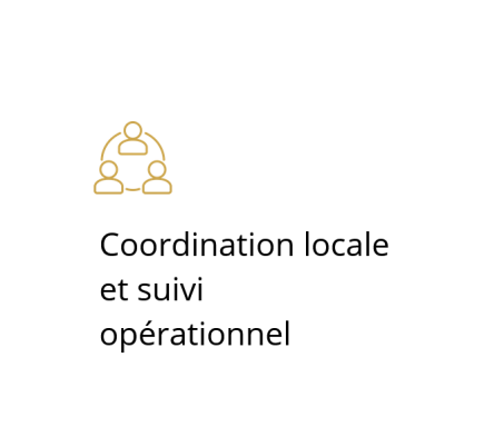 Icône de coordination locale avec trois personnes stylisées et texte associé.